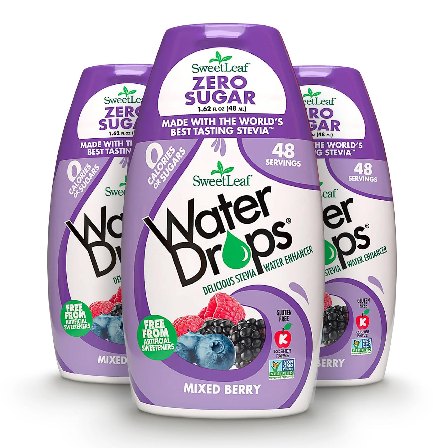 SweetLeaf Water Drops, Mixed Berry – Sugar-Free Water Enhancer Drops, Stevia & Monk Fruit Sweetener Water Flavoring, 1.62 Oz (Pack of 3)