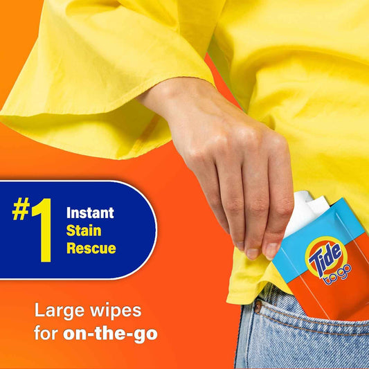 Tide To Go Stain Remover Wipes for Clothes, Instant Laundry Travel Stain & Spot Remover