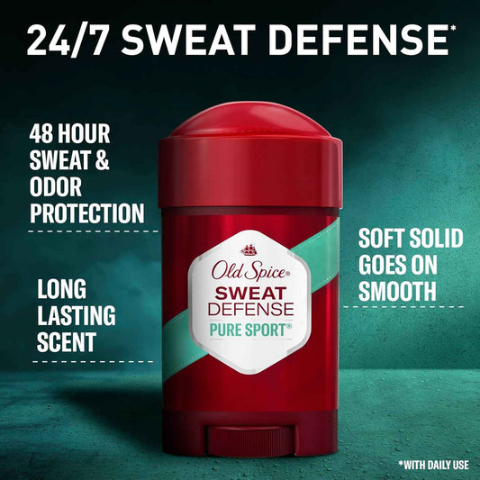 Old Spice Antiperspirant and Deodorant for Men, 24/7 Sweat and Odor Protection, Legendary Fragrance, Sweat Defense, Pure Sport Plus, 2.6 oz