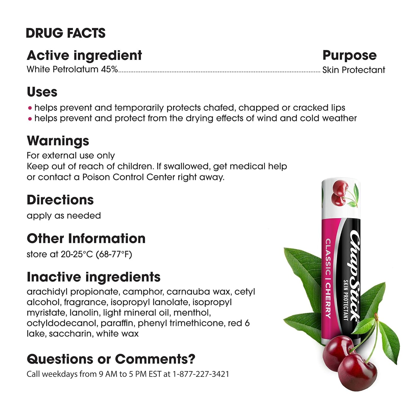 ChapStick_Classic_Skin_Protectant_Flavored_Lip_Balm_Tube,_Cherry_Flavor,_0.15_Ounce_(Pack_of_3)