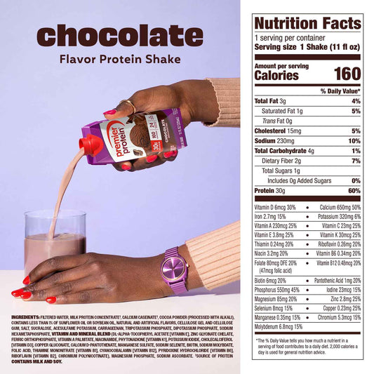Premier Protein Shake, 30g Protein, No Added Sugar, 24 Vitamins & Minerals to Support Immune Health, Gluten-Free, 11 fl oz