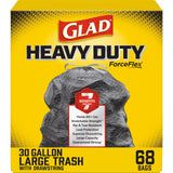 Glad Large 30 Gallon Trash Bags, Unscented Heavy Duty Garbage Bags, Forceflex with Drawstring