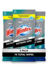Windex Electronic Cleaning Wipes, Pre-Moistened Screen Wipes for TVs, Phones, and Other Electronics, Resealable for a Freshness Lock, 25 Count