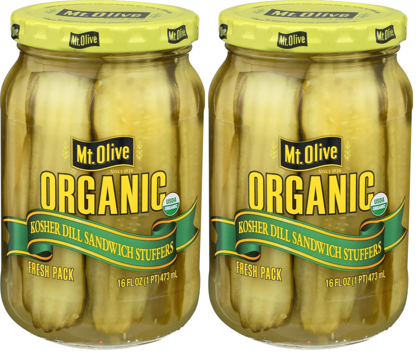 MOUNT OLIVE Organic Dill Sandwich Stuffers, 16 FZ (Pack of 2)