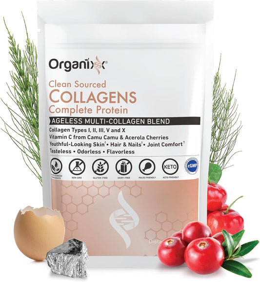 Organixx_Clean_Sourced_Collagen_Peptides_Powder_with_Vitamin_C,_Types_I,_II,_III,_V,_X_Hydrolyzed_Collagen,_Hair,_Nail,_Skin,_Bone_&_Joint_Health,_Aging_Support,_Gluten_Free,_Unflavored,_20_Servings