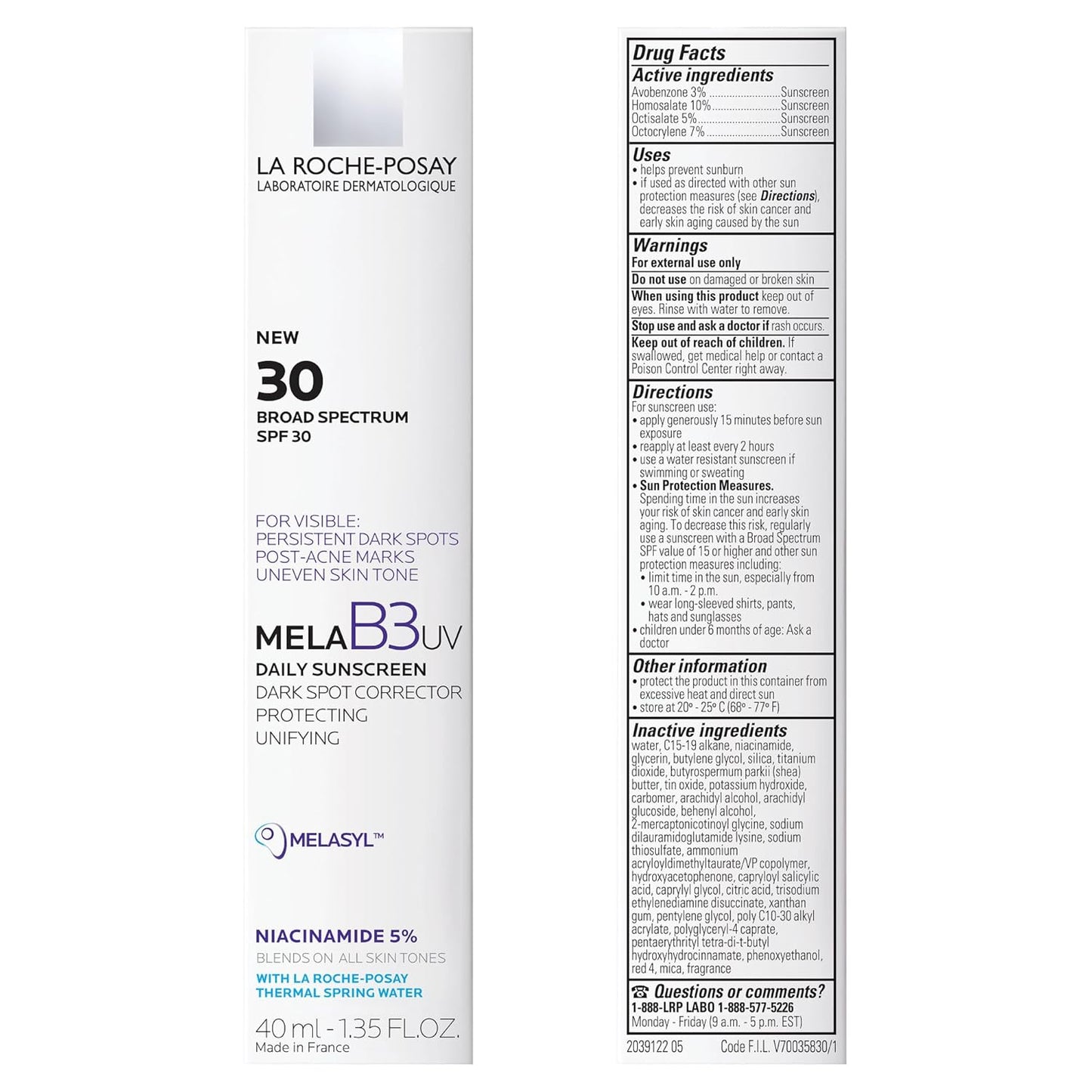 La_Roche-Posay_Mela_B3_UV_Daily_Sunscreen,_Face_Moisturizer_With_SPF_30_+_Anti-Aging_Melasyl_+_5%_Niacinamide,_Helps_Correct_&_Protect_From_Sun_Damage,_Face_Sunscreen_With_No_White_Cast,_40ML