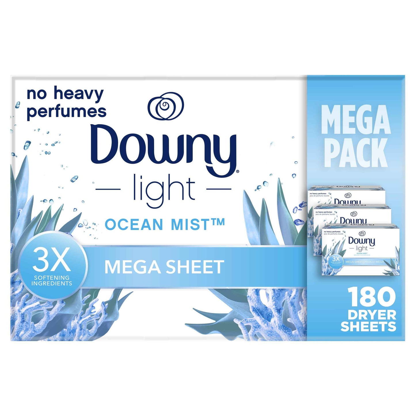 Downy Light Mega Dryer Sheets, Fabric Softener Dryer Sheets