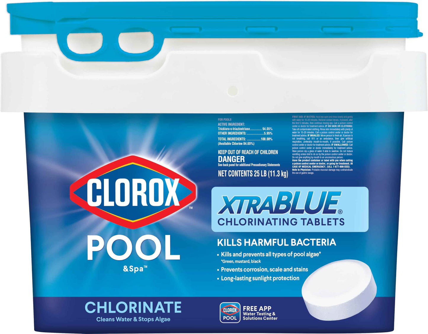 Clorox® Pool&Spa™ XtraBlue 3” Swimming Pool Chlorinating Tablets, Kills Bacteria & Stops Algae