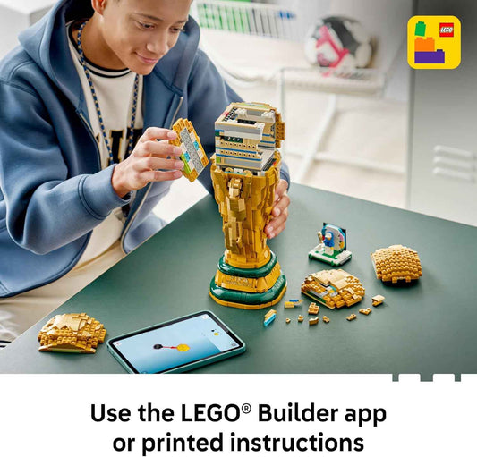 LEGO Editions FIFA World Cup Official Trophy Building Set - Kit for Display in Bedroom, Home Office, Book Shelf - Soccer Fans Collectible - W/World Cup 2026 Minifigure - Gift for Father's Day - 43020