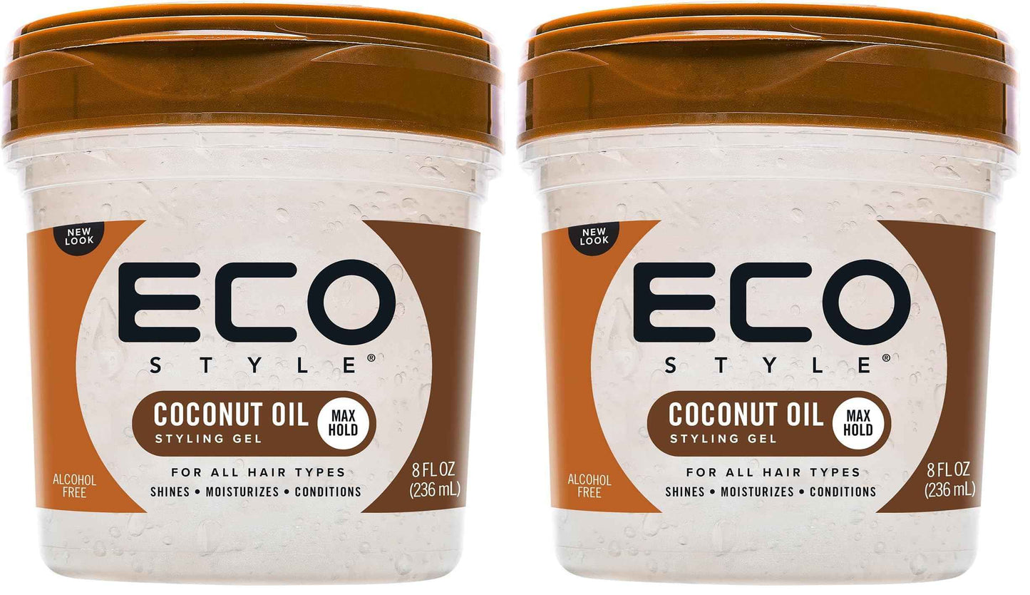 Eco Style Coconut Oil Styling Gel - Adds Luster and Moisturizes Hair - Weightless Styling and Superior Hold - Prevents Breakage and Split Ends - Promotes Scalp Health - Ideal for all Hair
