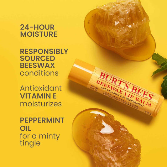 Burt's Bees Lip Balm - Lip Moisturizer With Responsibly Sourced Beeswax, Tint-Free, Natural Origin Conditioning Treatment