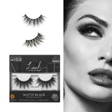KISS Matte Black, False Eyelashes, 16mm, Includes 1 Pair Of Lash, Easy to Apply, Reusable Lash Clusters
