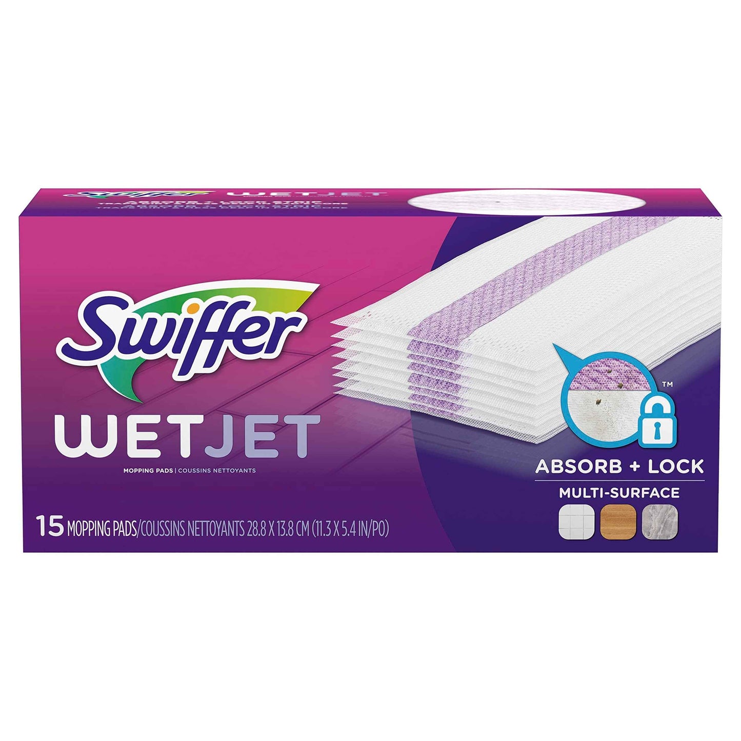 Swiffer WetJet Hardwood Floor Cleaner Spray Mop Pad Refill, Bathroom Cleaning Supplies, Hardwood Floor Cleaner, Multi Surface