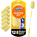 Swiffer Duster Kit with 3 ft Extendable Handle, Heavy Duty Dusting Starter Kit with 12 Refills, for Ceiling Fans, Vents and Hard to Reach Places