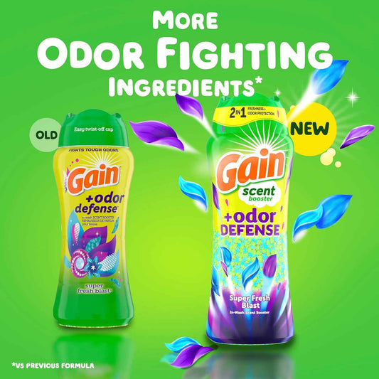 Gain Odor Defense In-wash Scent Booster, Super Fresh Blast scent, 2 in 1 Freshness plus Odor Protection, laundry scent beads