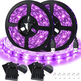 16.4Ft/32.8 ft LED Black Light Strip, USB & Battery Operated Adhesive Blacklight Strip Fixture for Halloween Glow Neon Party Decor Doll Vaseline Glass Cabinet Case Display Fluorescent Paint Non-Waterproof