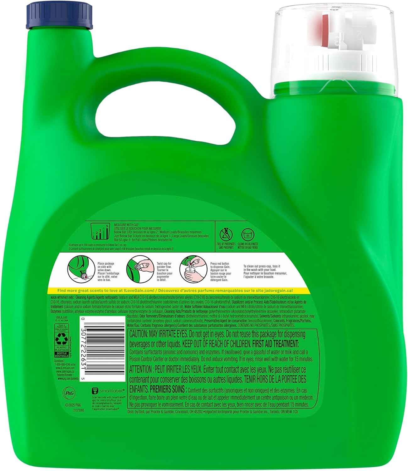 Gain Liquid Laundry Detergent with Odor Defense, Island Fresh Scent, Laundry Soap For HE Washing Machines, 154 fl oz, 107 Loads (Packaging May Vary)