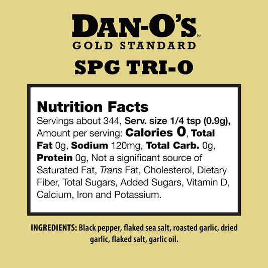 Dan-O’s SPG Tri-O Seasoning – Salt, Pepper & Garlic Blend – Medium Bottle – Premium All Purpose SPG for Steak, Chicken, Seafood & Veggies