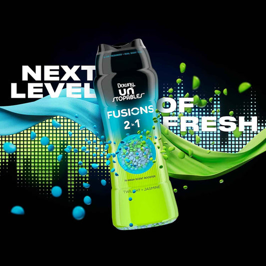 Downy Unstopables Fusions Scent Duos Laundry Scent Booster Beads, Twilight and Jasmine Scent, 24hr non-stop freshness with 2 in 1 dual scent laundry scent beads