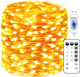Fairy Lights Plug in 66FT 200 LED USB Twinkle Lights for Bedroom Copper Wire Lights with Remote and Timer 8 Modes, Waterproof String Lights for Dorm DIY Party Christmas Decoration(Warm White)