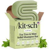 Kitsch Clarifying Tea Tree & Mint Shampoo Bar - Tea Tree Shampoo for Build-Up Removal - Hair Shampoo for Women and Men for Scalp & Oil Control - Vegan Hair Care - Made in USA, 3.2 oz