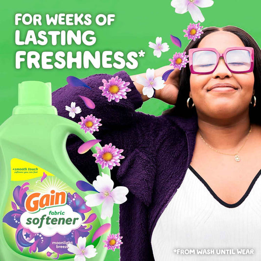Gain Moonlight Breeze Fabric Softener, Smooth Touch Laundry Conditioner Liquid
