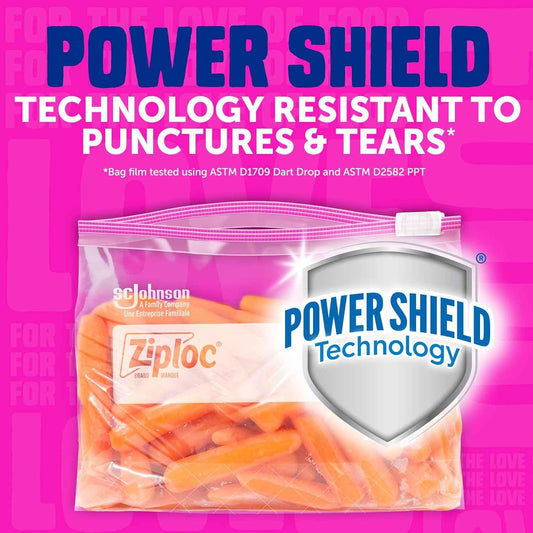 Ziploc Quart Food Storage Slider Bags, Power Shield Technology for More Durability