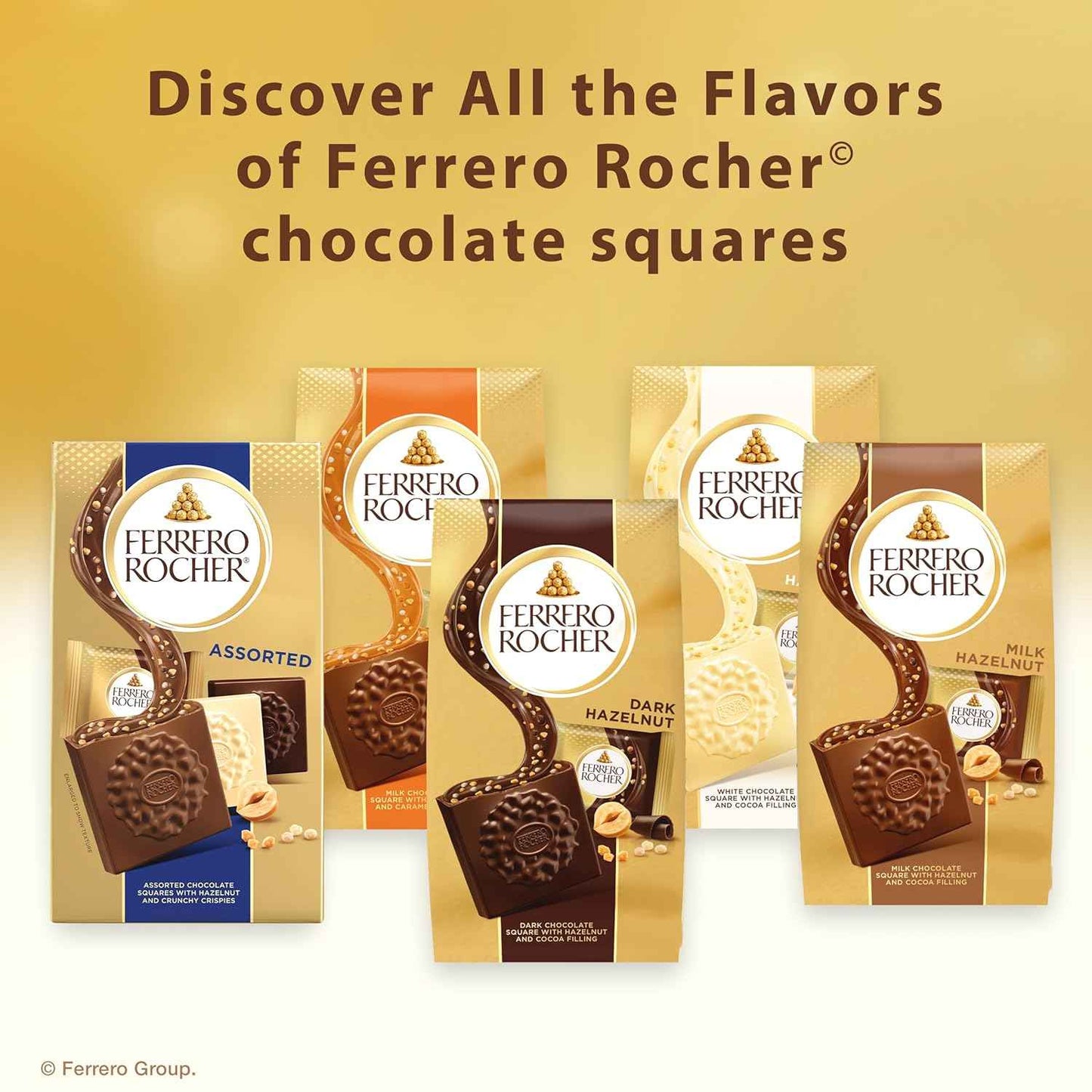 Ferrero Rocher Premium Milk Hazelnut chocolate squares, Individually Wrapped Chocolates, Great for Sharing or Gifting, 60 Pack, 3.7 oz Each