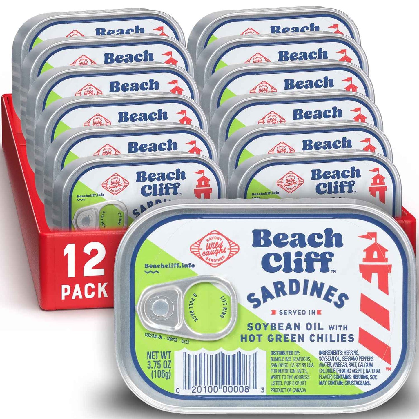 Beach Cliff Wild Caught Sardines, 3.75 oz Can - 13g Protein per Serving - Gluten Free, Keto Friendly - Great for Pasta & Seafood Recipes