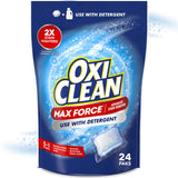 OxiClean Max Force Advanced Stain Remover Power Paks, Color-Safe, Bleach-Free Kids and Baby Essential, Use with Detergent to Remove Messy Stains like Berries, Juice, Mud, Grass, 24 Count