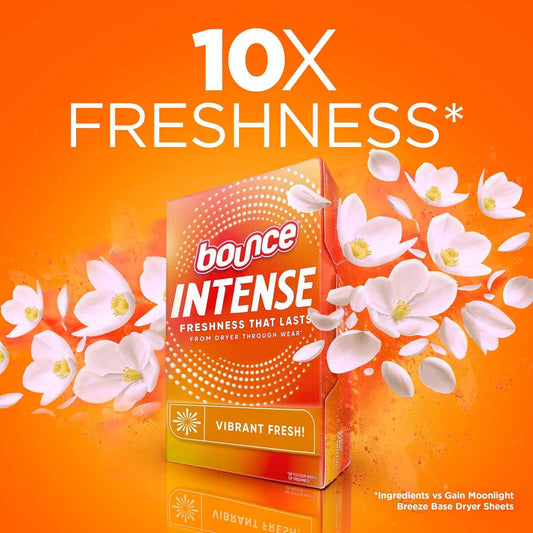 Bounce Intense Dryer Sheets, Vibrant Fresh, 60 Count, Scent Boosting Dryer Sheet