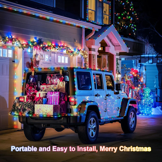 JMEXSUSS_2_Pack_Christmas_Lights_Battery_Operated_Rope_Lights_Outdoor_Waterproof_Total_200LED_8_Modes_Battery_Powered_String_Lights_with_Remote_for_Car_Trampoline_Tree_Christmas_Decor_(Multicolor)