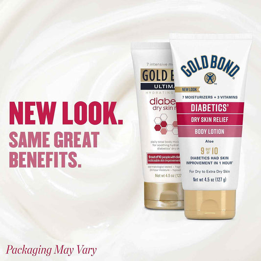 Gold Bond Diabetic Body Lotion, Dry Skin Relief with Vitamin E & Aloe to Soothe & Moisturize Flaky, Rough Skin, 4.5 oz