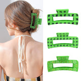 ANBALA 3Pcs St Patricks Day Claw Clips for Thick Thin Hair, 3" Strong Hold Square Claw Clips for Women Girls Non-Slip Green Shamrock Irish Clover Hair Clip St Patricks Day Accessories