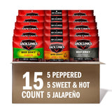 Jack Link's Beef Jerky Bold Variety Pack - Includes Sweet & Hot, Jalapeno and Peppered Jerky, Bulk Protein Snack Pack, Good Source of Protein, Meat Snacks Made with 100% Beef - 1.25 Oz