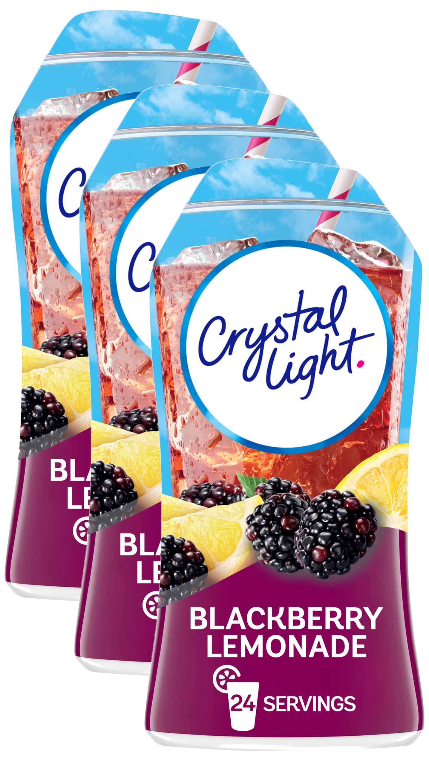 Crystal Light Sugar-Free Zero Calorie Liquid Water Enhancer - Blackberry Lemonade Water Flavor Drink Mix (1.62 fl oz Bottle) (Pack of 3)