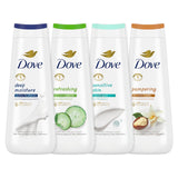 Dove Body Wash Deep Moisture, Sensitive Skin, Cucumber and Green Tea, and Shea Butter & Vanilla Collection Skin Cleanser with 24hr Renewing MicroMoisture 20 oz