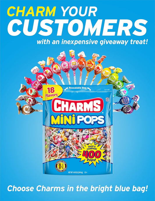 Tootsie_Roll_Charms_Mini_Pops_-_4.5_lb_Bag_of_Individually_Wrapped_Fruity_Hard_Candy_Lollipops_in_18_Fun_Flavors_-_Peanut_and_Gluten_Free,_400_Count,_Packaging_May_Vary