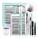 BEYELIAN Lash Extension Kit Cluster Lashes Kit with 120 Pcs D+ Curl Lash Clusters, Clusters Eyelash Applicator Tool, Cluster Lashes Bond and Seal Clusters Lash Remover Easy to Apply at Home (C53)