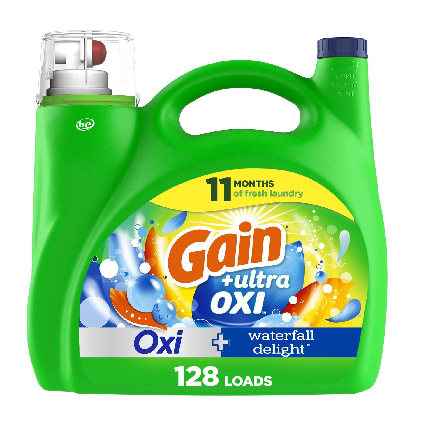 Gain Liquid Laundry Detergent with Odor Defense, Waterfall Delight Scent, Laundry Soap For HE Washing Machines