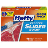 Hefty Slider Freezer Bags, Holds Individual Leftovers, Sliced Fruits and Veggies, and More, Writable Label, Secure Zip and Click Closure