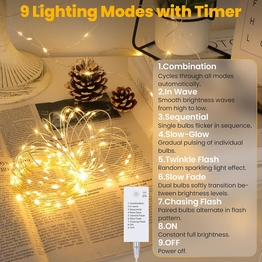 9 dynamic lighting modes including combination, in wave, sequential, slow glow, twinkle flash, slow fade, chasing flash, plus steady on/off