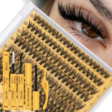 QUEWEL DIY Lash Extension Kit, 320 Pcs Lash Clusters Kit with Lash Bond and Seal Cluster Lashes Glue Remover Eyelash Clusters Applicator Tool for Natural Look DIY At Home(ZS-30D+40D-kit) Makeup Eyelashes Extensions Eyelash Extension Cosmetic