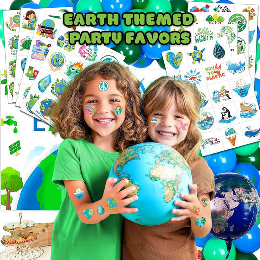 120 PCS Earth Day Environment Pre-Cut Temporary Tattoos for Kids | Super Cute Themed Birthday Party Favors, Supplies, Decorations, Fake Tattoo Stickers, School Rewards Prizes & Gifts Boys & Girls