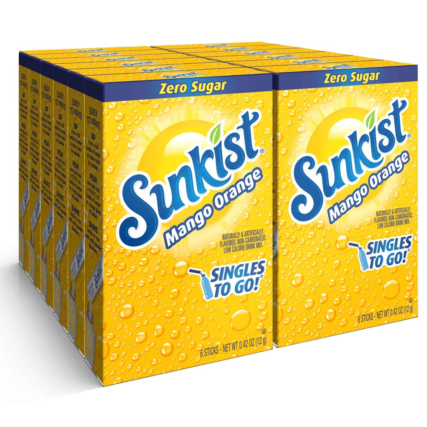 Sunkist Soda Singles To Go Drink Mix, 0.53 OZ, 6 Count (Pack of 12)