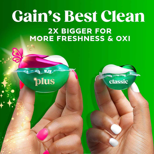Gain Plus Flings Liquid Washing Detergent Pods, Gain's Best Clean, All-In-One, Happy Hibiscus Scent Laundry Pacs