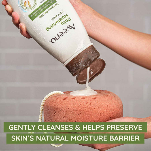 Aveeno Daily Moisturizing Body Wash Cleanser & Shaving Gel for Men & Women, Clean-Rinsing for Softer & Smoother Skin, Gentle & Lightly Scented