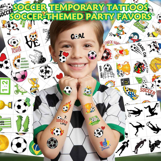 96PCS Soccers Temporary Tattoos Stickers - Sport Soccer Themed Birthday Party Favors Birthday Party Decorations Supplies Accessories Gift Idea For Kids Teen Boys Girls Classroom Prizes Rewards