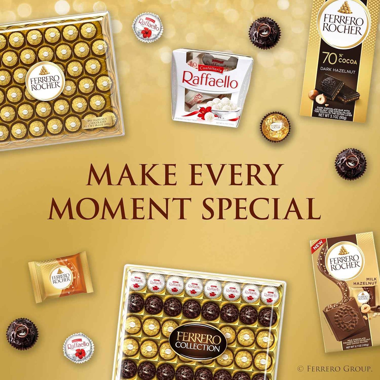 Ferrero Rocher Gourmet Hazelnut Milk Chocolate Gift Box, 12 Individually Wrapped Chocolates, 5.3 oz