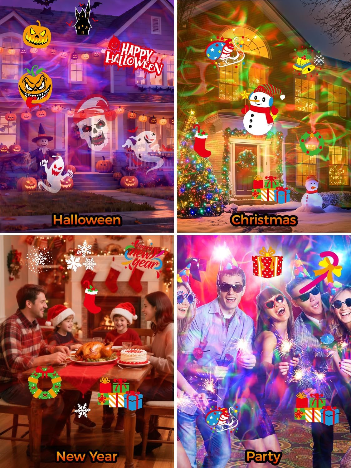 AIMENGME Holiday Projector Lights – Thoughtful Housewarming Gift for Her with 12 Festive Patterns